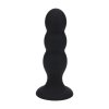 Tri Rattle Liquid Silicone Anal Plug - L - Black